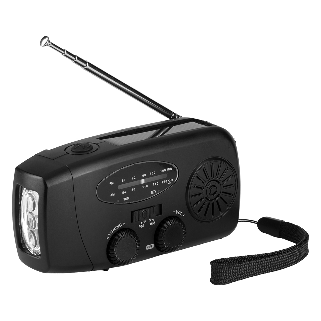 DOMEN, radio, lampa i power bank, crni