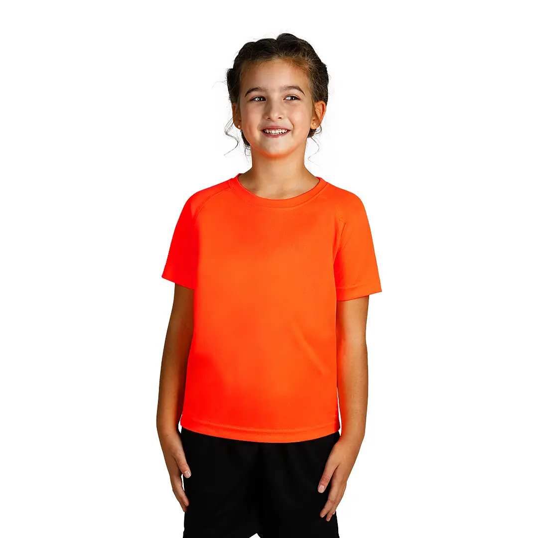 RECORD KIDS, dečja sportska majica sa raglan rukavima, 130 g/m2, neon narandžast