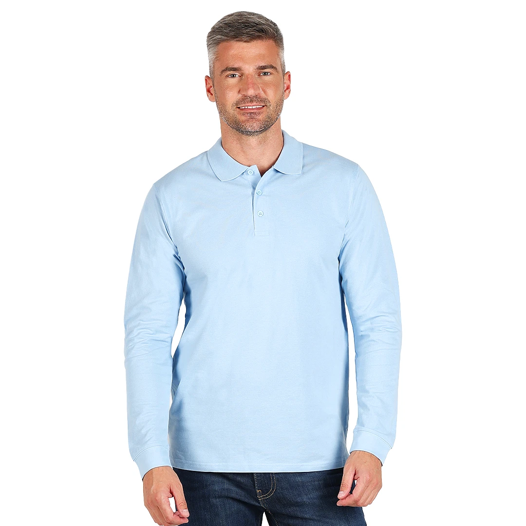AZZURRO II LSL, pamučna polo majica dugih rukava, 180 g/m2, svetlo plava